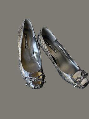 Bandolino Snake Print Slip-On Pumps Block Heel Brand New size 7.5